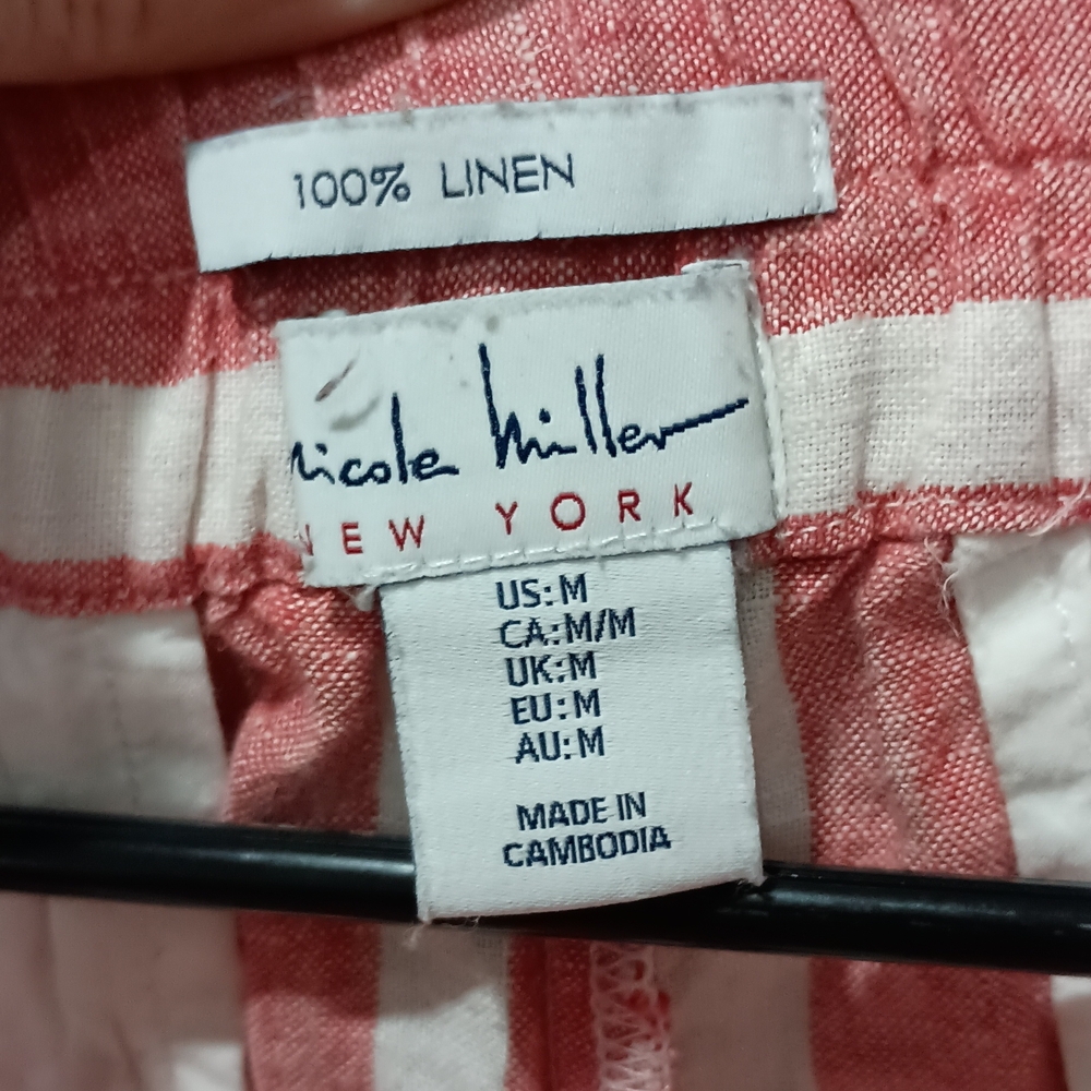 Nicole Miller Red and White Striped High Waist Shorts - Picture 4 of 4